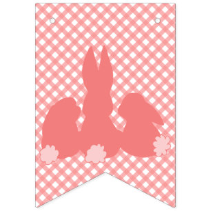 Bannière À Fanions Joyeuses Pâques - lapins de Pâques de corail