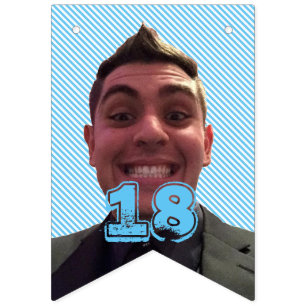 Bannière À Fanions Joyeux 18ème anniversaire avec la photographie