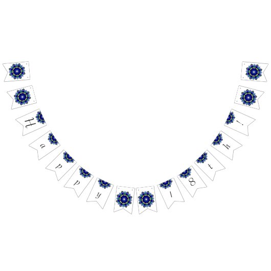 Bannière À Fanions Joyeux 18ème ! Mandala en bleu foncé (Tout)