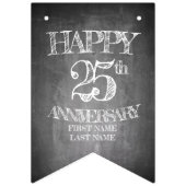 Bannière À Fanions Joyeux 25e anniversaire sur le tableau de craie (Premier drapeau)