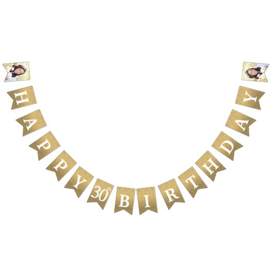 Bannière À Fanions Joyeux 30e anniversaire Photo Parties scintillant (Tout)