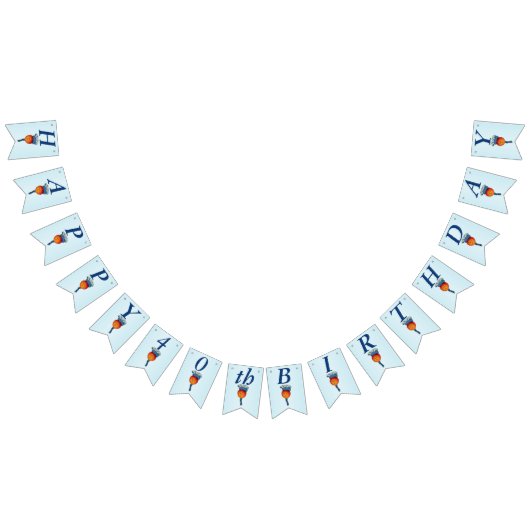 Bannière À Fanions Joyeux 40e anniversaire Elégant Pomme Tête Lady Bl (Tout)