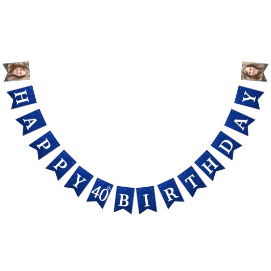 Bannière À Fanions Joyeux 40e anniversaire Photo Parties scintillant  (Tout)