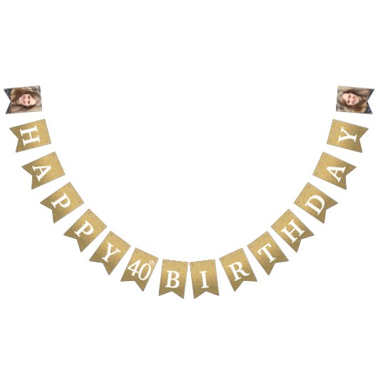 Bannière À Fanions Joyeux 40e anniversaire Photo Parties scintillant  (Tout)