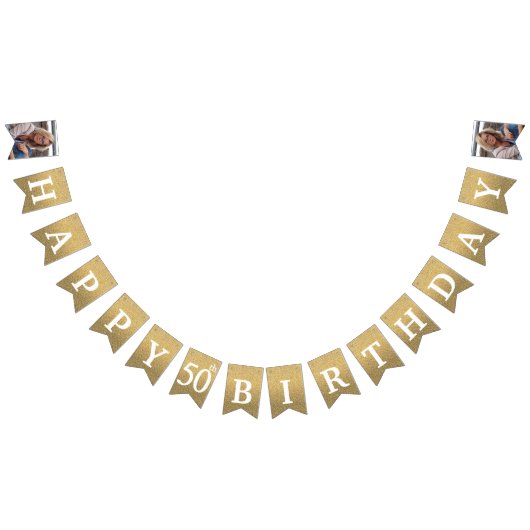 Bannière À Fanions Joyeux 50e anniversaire Photo Parties scintillant  (Tout)