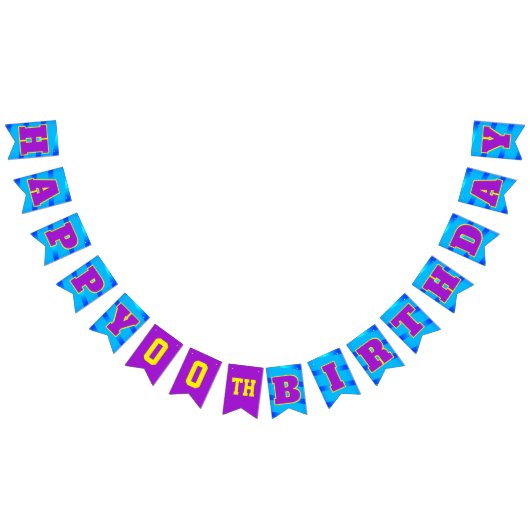 Bannière À Fanions Joyeux anniversaire BLUE | modifiable (Tout)