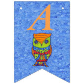 Bannière À Fanions Joyeux Anniversaire Bright Neon Coloured Owl Blue (Deuxième drapeau)