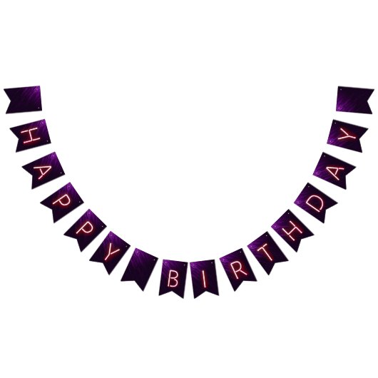 Bannière À Fanions Joyeux Anniversaire brillant lumière néon sur le p (Tout)