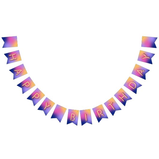 Bannière À Fanions Joyeux Anniversaire brillant néon lumières Rainbow (Tout)