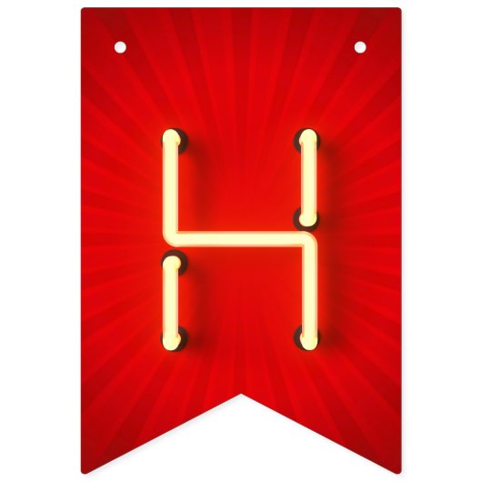 Bannière À Fanions Joyeux Anniversaire brillant néon lumières Red Sta (Deuxième drapeau)