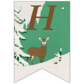 Bannière À Fanions Joyeux Anniversaire Cerf Brown en Neige par Pine T (Premier drapeau)