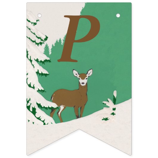 Bannière À Fanions Joyeux Anniversaire Cerf Brown en Neige par Pine T (Troisième drapeau)
