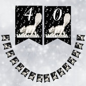 Bannière À Fanions Joyeux Anniversaire Chat blanc sur Touches de pian