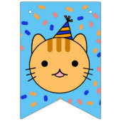Bannière À Fanions Joyeux Anniversaire Chat orange (Premier drapeau)