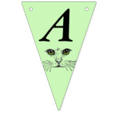 Bannière À Fanions Joyeux Anniversaire Chat Visage Vert lumineux yeux (Deuxième drapeau)