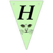 Bannière À Fanions Joyeux Anniversaire Chat Visage Vert lumineux yeux (Premier drapeau)