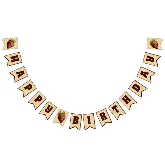 Bannière À Fanions Joyeux anniversaire chocolat fraises couvertes (Tout)