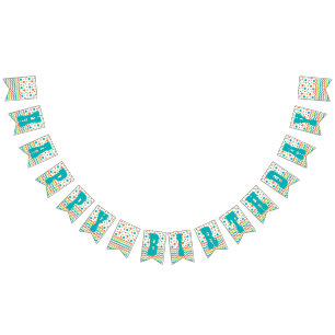 Bannière À Fanions Joyeux anniversaire coloré Polka Dot Zig Zag