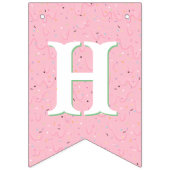 Bannière À Fanions Joyeux Anniversaire Crème de glace rose (Deuxième drapeau)