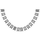 Bannière À Fanions Joyeux anniversaire de pied-de-poule noir et blanc (Tout)