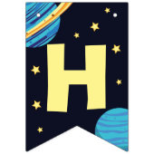 Bannière À Fanions Joyeux anniversaire Deux la lune Espace extra-atmo (Deuxième drapeau)