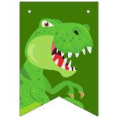Bannière À Fanions Joyeux Anniversaire Dinosaure T-Rex Green Jaune Pa (Premier drapeau)