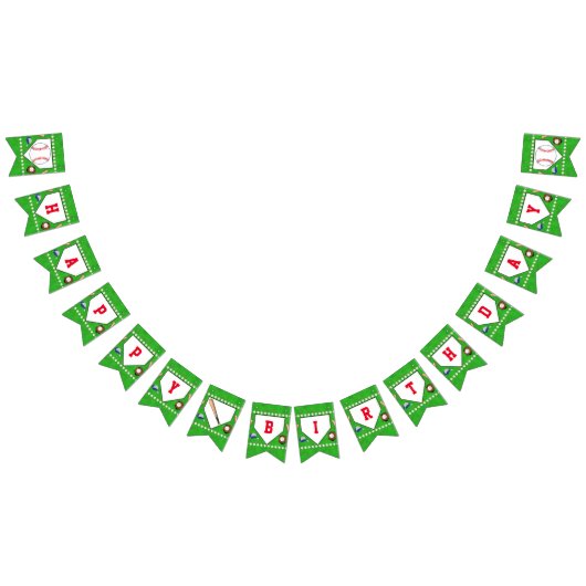 Bannière À Fanions Joyeux anniversaire du baseball (Tout)