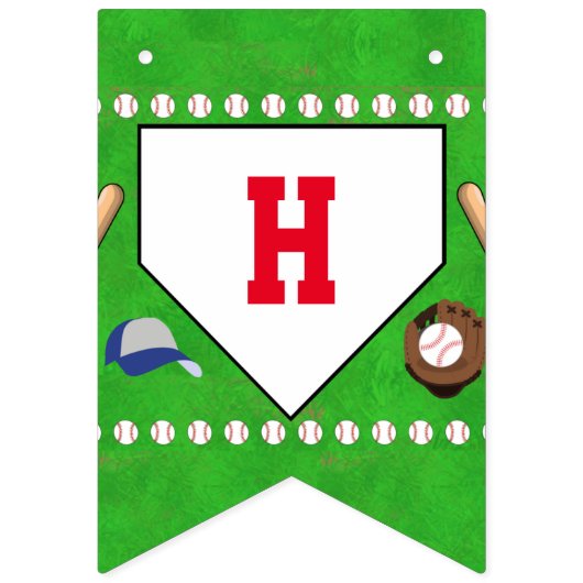 Bannière À Fanions Joyeux anniversaire du baseball (Deuxième drapeau)