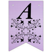 Bannière À Fanions Joyeux Anniversaire Elégante Fleurs Noires Violet (Deuxième drapeau)