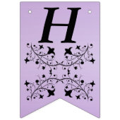 Bannière À Fanions Joyeux Anniversaire Elégante Fleurs Noires Violet (Premier drapeau)