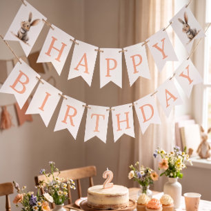 Bannière À Fanions Joyeux Anniversaire Enfants Bunny Anniversaire ros