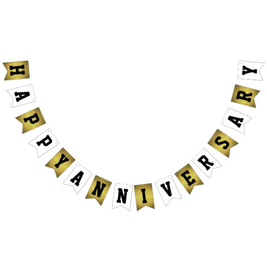 Bannière À Fanions Joyeux anniversaire Golden and White (Tout)