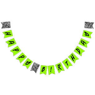 Bannière À Fanions Joyeux Anniversaire Graffiti Urbain Vert Noir 