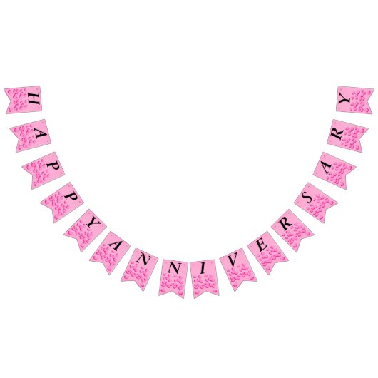 Bannière À Fanions Joyeux Anniversaire Grappe Bright Rose Coeurs d'am (Tout)