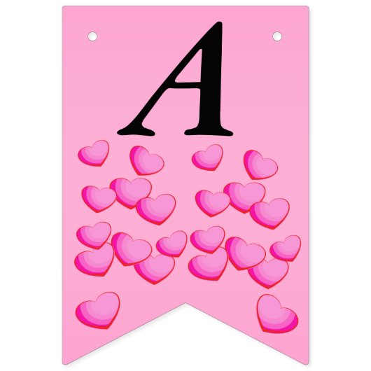 Bannière À Fanions Joyeux Anniversaire Grappe Bright Rose Coeurs d'am (Deuxième drapeau)