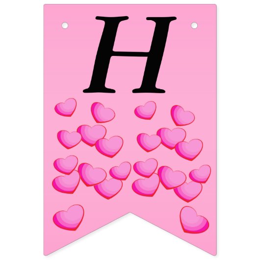 Bannière À Fanions Joyeux Anniversaire Grappe Bright Rose Coeurs d'am (Premier drapeau)