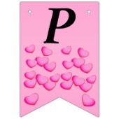 Bannière À Fanions Joyeux Anniversaire Grappe Bright Rose Coeurs d'am (Troisième drapeau)