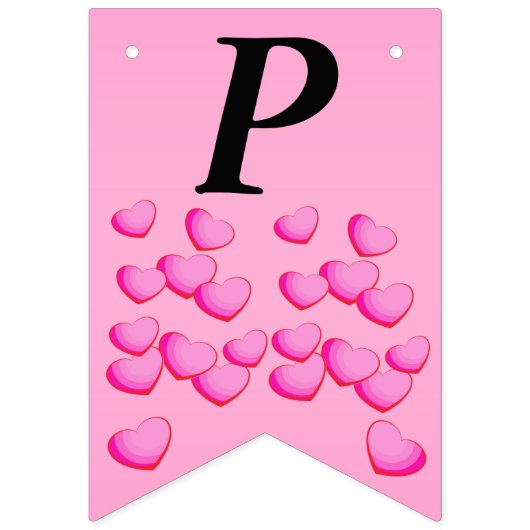 Bannière À Fanions Joyeux Anniversaire Grappe Bright Rose Coeurs d'am (Troisième drapeau)