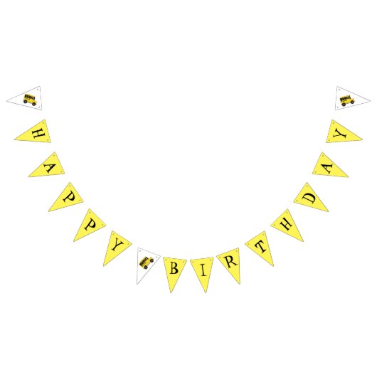 Bannière À Fanions Joyeux Anniversaire Jaune École Bus Enseignant Édu (Tout)