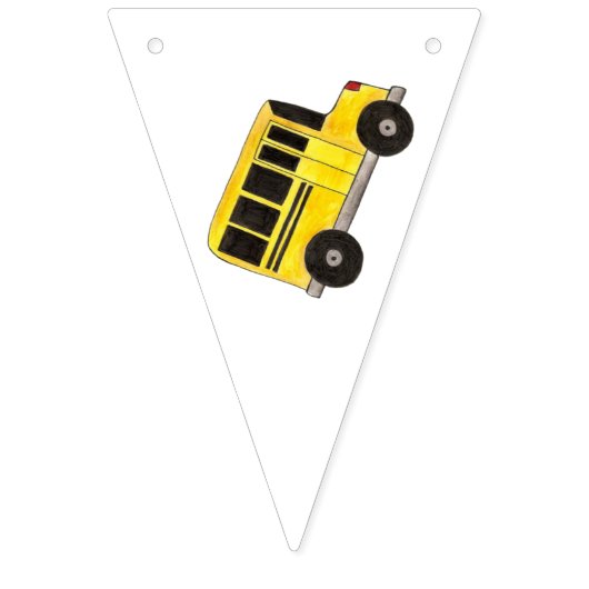 Bannière À Fanions Joyeux Anniversaire Jaune École Bus Enseignant Édu (Premier drapeau)