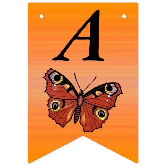 Bannière À Fanions Joyeux Anniversaire Joli papillon Monarque Orange (Deuxième drapeau)
