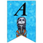 Bannière À Fanions Joyeux Anniversaire Lady Skeleton rayé Cape Aqua (Deuxième drapeau)