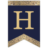 Bannière À Fanions Joyeux anniversaire Marine Blue Gold 3 Lettres Nom (Premier drapeau)