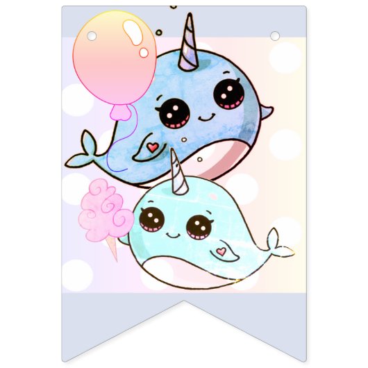 Bannière À Fanions Joyeux anniversaire Narwhal (Premier drapeau)