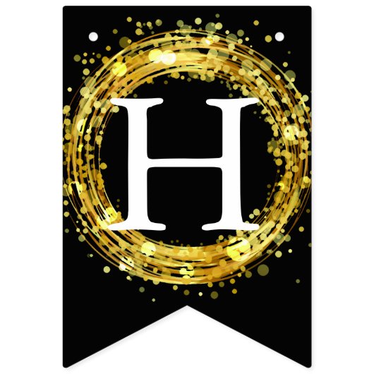 Bannière À Fanions Joyeux anniversaire 🎈 noir et or (Deuxième drapeau)