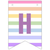 Bannière À Fanions Joyeux Anniversaire Pastel Rainbow White Stripes (Deuxième drapeau)