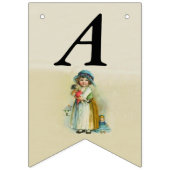 Bannière À Fanions Joyeux Anniversaire Petite fille victorienne avec  (Deuxième drapeau)