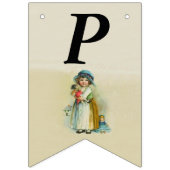 Bannière À Fanions Joyeux Anniversaire Petite fille victorienne avec  (Troisième drapeau)