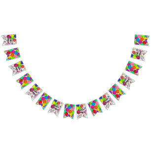 Bannière À Fanions Joyeux Anniversaire Pickleball Ballons Confetti Bl