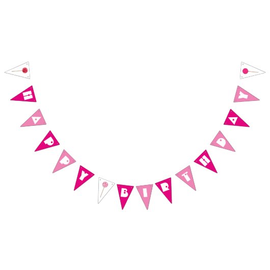 Bannière À Fanions Joyeux anniversaire Pink Cake Pops Sprinkles Party (Tout)